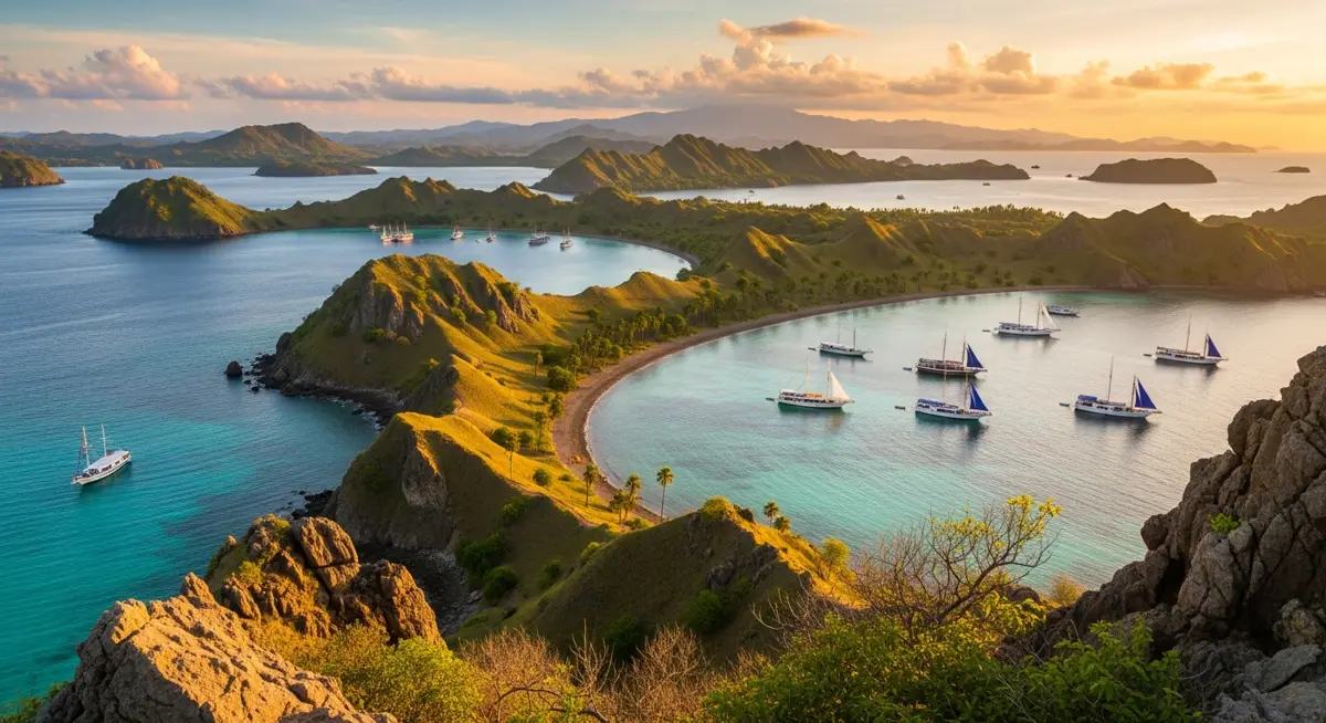 Labuan Bajo Charter in Labuan Bajo — a dramatic island viewpoint over turquoise bays at go